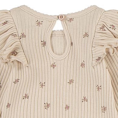 Newborn Baby Girls Huggies Babywear® 100% Organic Ruffle Bodysuit Pants & Headband 3-Piece Set