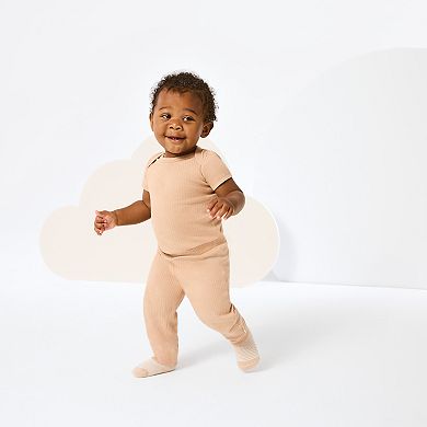 Newborn Baby Boys Huggies Babywear® 100% Organic Short Sleeve Bodysuits with Bear Hugs Design 3-Pack