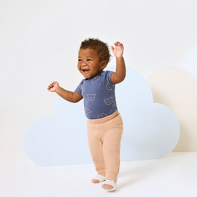 Newborn Baby Boys Huggies Babywear® 100% Organic Short Sleeve Bodysuits with Bear Hugs Design 3-Pack