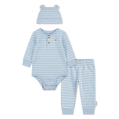 Newborn Baby Boys Huggies Babywear® 100% Organic Bodysuit Pants & Hat 3-Piece Set