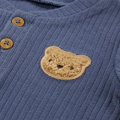 Newborn Baby Boys Huggies Babywear® Organic 2-Pack Long Sleeve Bodysuits with Bear Design