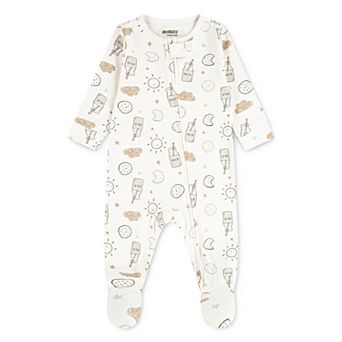 Newborn Baby Boys Huggies Babywear® 100% Organic Footed Coverall with Milk & Cookie Print