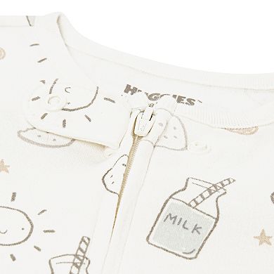 Newborn Baby Boys Huggies Babywear® 100% Organic Footed Coverall with Milk & Cookie Print