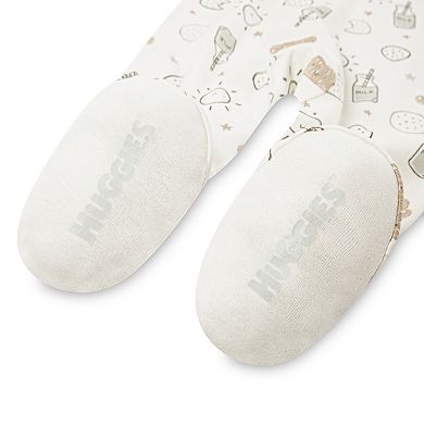 Newborn Baby Boys Huggies Babywear® 100% Organic Footed Coverall with Milk & Cookie Print