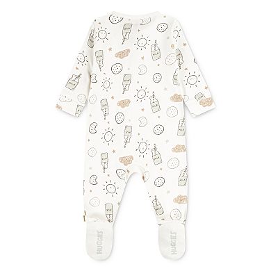 Newborn Baby Boys Huggies Babywear® 100% Organic Footed Coverall with Milk & Cookie Print
