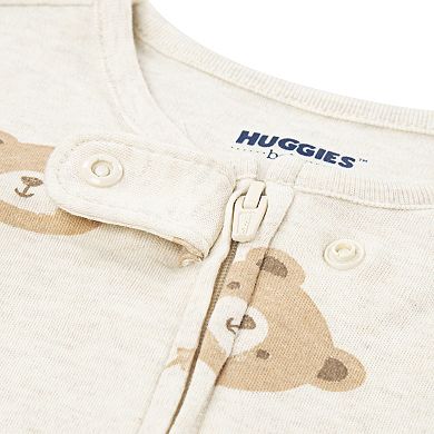 Newborn Baby Boys Huggies Babywear® 100% Organic Footed Coverall with Bear Print