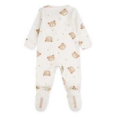 Newborn Baby Boys Huggies Babywear® 100% Organic Footed Coverall with Bear Print