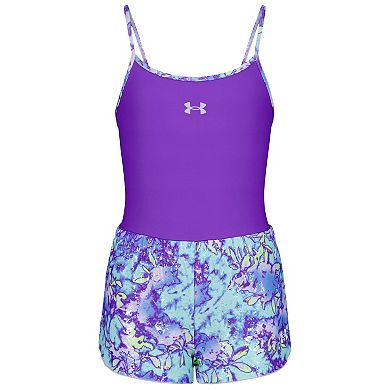 Girls 7-16 Under Armour 2-Piece Solid Swimsuit & Print Swim Shorts Set