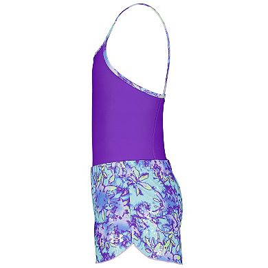 Girls 7-16 Under Armour 2-Piece Solid Swimsuit & Print Swim Shorts Set