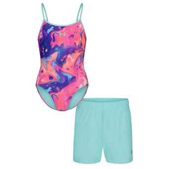 Girls 7-16 Under Armour 2 pc Swimsuit & Solid Swim Shorts Set