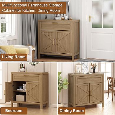 Buffet Cabinet Sideboard with Storage, 34.3' Modern Buffet Cabinet with Storage