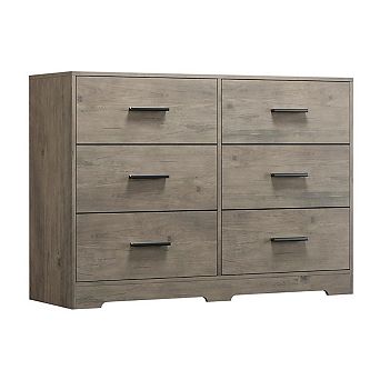 Dresser for Bedroom with 6 Drawers, Modern Closet Dressers Chest of Drawers with Metal Handle