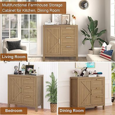 Buffet Cabinet Sideboard with Storage, 35.4" Modern Buffet Cabinet with Storage