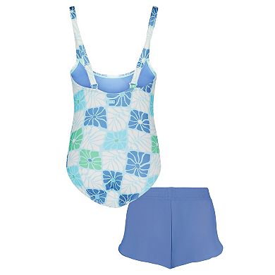 Girls 7-16 Roxy Floral Geo 2-Piece One Piece & Swim Shorts Set
