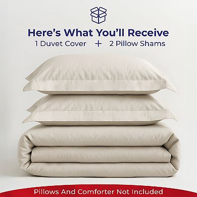 American Soft Linen Luxury Cotton Sateen Weave Duvet Cover Set with Shams