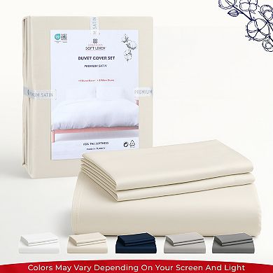 American Soft Linen Luxury Cotton Sateen Weave Duvet Cover Set with Shams