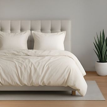 American Soft Linen Luxury Cotton Sateen Weave Duvet Cover Set with Shams