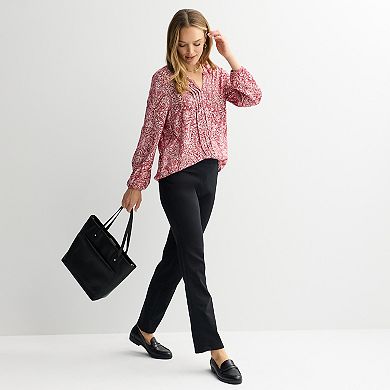 Women's Croft & Barrow® Split Neck Pintuck Blouse