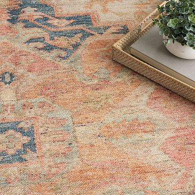 Nourison Vintage Washables Floral Bordered Non-Slip Indoor Area Rug