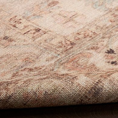 Nourison Vintage Washables Floral Distressed Non-Slip Indoor Area Rug