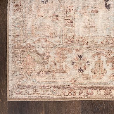 Nourison Vintage Washables Floral Distressed Non-Slip Indoor Area Rug