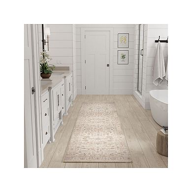 Nourison Vintage Washables Floral Distressed Non-Slip Indoor Area Rug