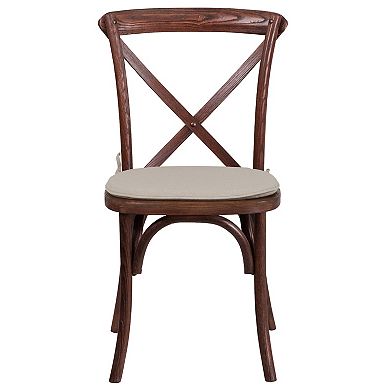Flash Furniture Stackable Wood Cross Back Chair with Cushion