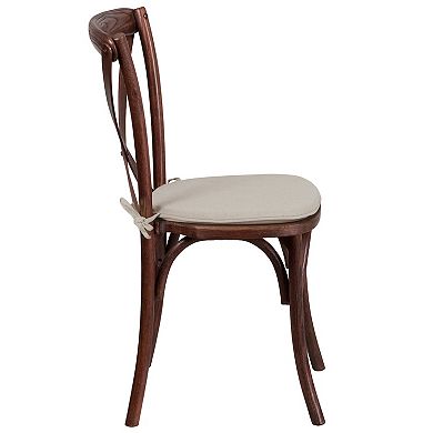 Flash Furniture Stackable Wood Cross Back Chair with Cushion