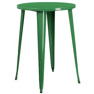 Flash Furniture 30'' Round Metal Indoor-Outdoor Bar Table Set with 4 Vertical Slat Back Stools