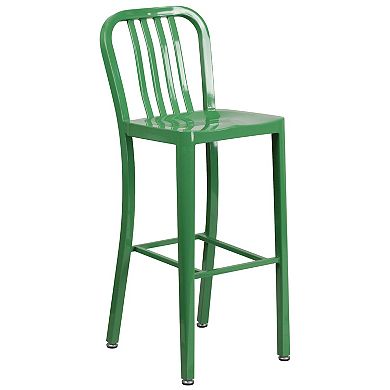 Flash Furniture 30'' Round Metal Indoor-Outdoor Bar Table Set with 4 Vertical Slat Back Stools