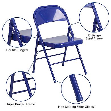 Flash Furniture 2 Pack Triple Braced & Double Hinged Folding Chair