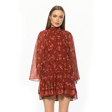 Women's ALEXIA ADMOR Mockneck Long Sleeve Ruffle Mini Shift Dress