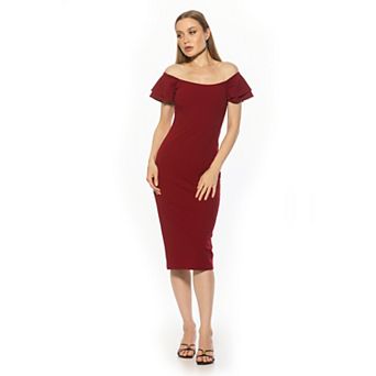 Women's ALEXIA ADMOR Winston Off The Shoulder Flutter Sleeve Sheath Dress