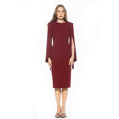 Women's ALEXIA ADMOR Draped Midi Dress with Crewneck