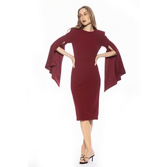 Women's ALEXIA ADMOR Draped Midi Dress with Crewneck