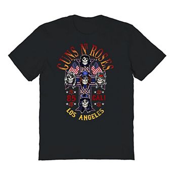 Men's Guns N' Roses Los Angeles Cali '85 American Flag Cross Graphic Tee
