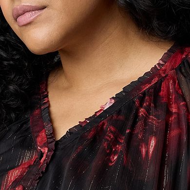 Plus Size Simply Vera Vera Wang Lurex Belted Short Dress