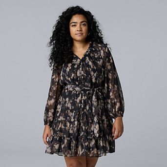 Plus Size Simply Vera Vera Wang Belted Short Dress
