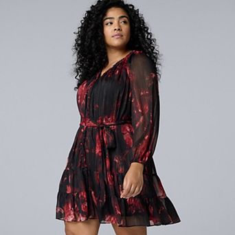 Plus Size Simply Vera Vera Wang Belted Short Dress