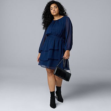 Plus Size Simply Vera Vera Wang Short Ruffle Dress