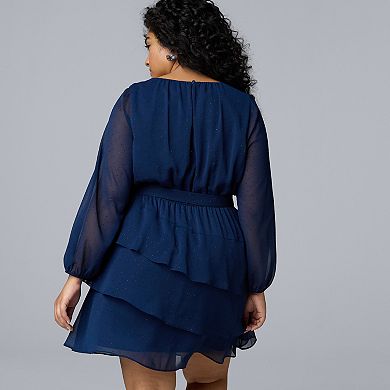 Plus Size Simply Vera Vera Wang Short Ruffle Dress