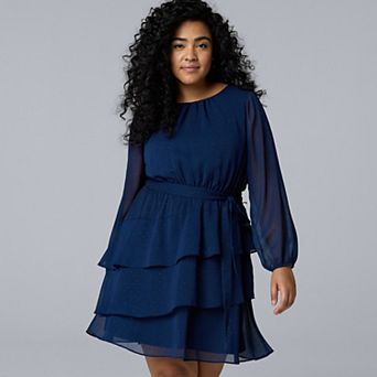 Plus Size Simply Vera Vera Wang MiniRuffle Dress