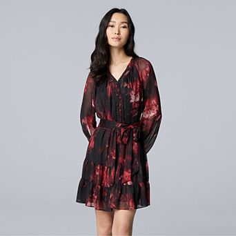 Petite Simply Vera Vera Wang Lurex Belted Short Dress