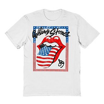 Men's The Rolling Stones '89 USA Flag Tongue Americana Stamp Graphic Tee