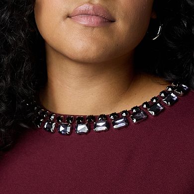 Plus Size Simply Vera Vera Wang Jeweled Neck Sweatshirt