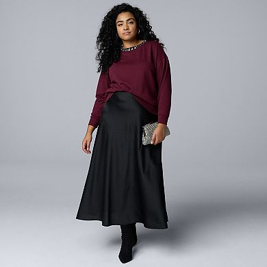 Plus Size Simply Vera Vera Wang Jeweled Neck Sweatshirt