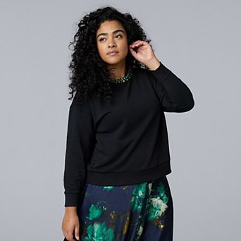Plus Size Simply Vera Vera Wang Jeweled Neck Sweatshirt