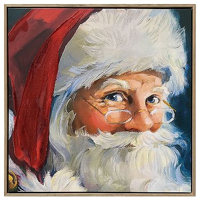Santa with Hand-Painted Accents Framed Canvas Wall Art