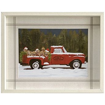 Holiday Dogs in Truck Framed Wall Art