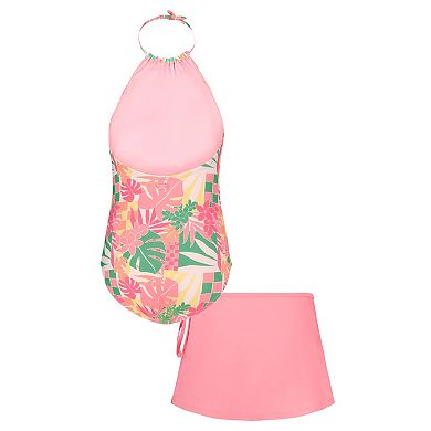 Girls 7-16 Roxy 2-Piece Tropical One Piece & Skirt Swim Set